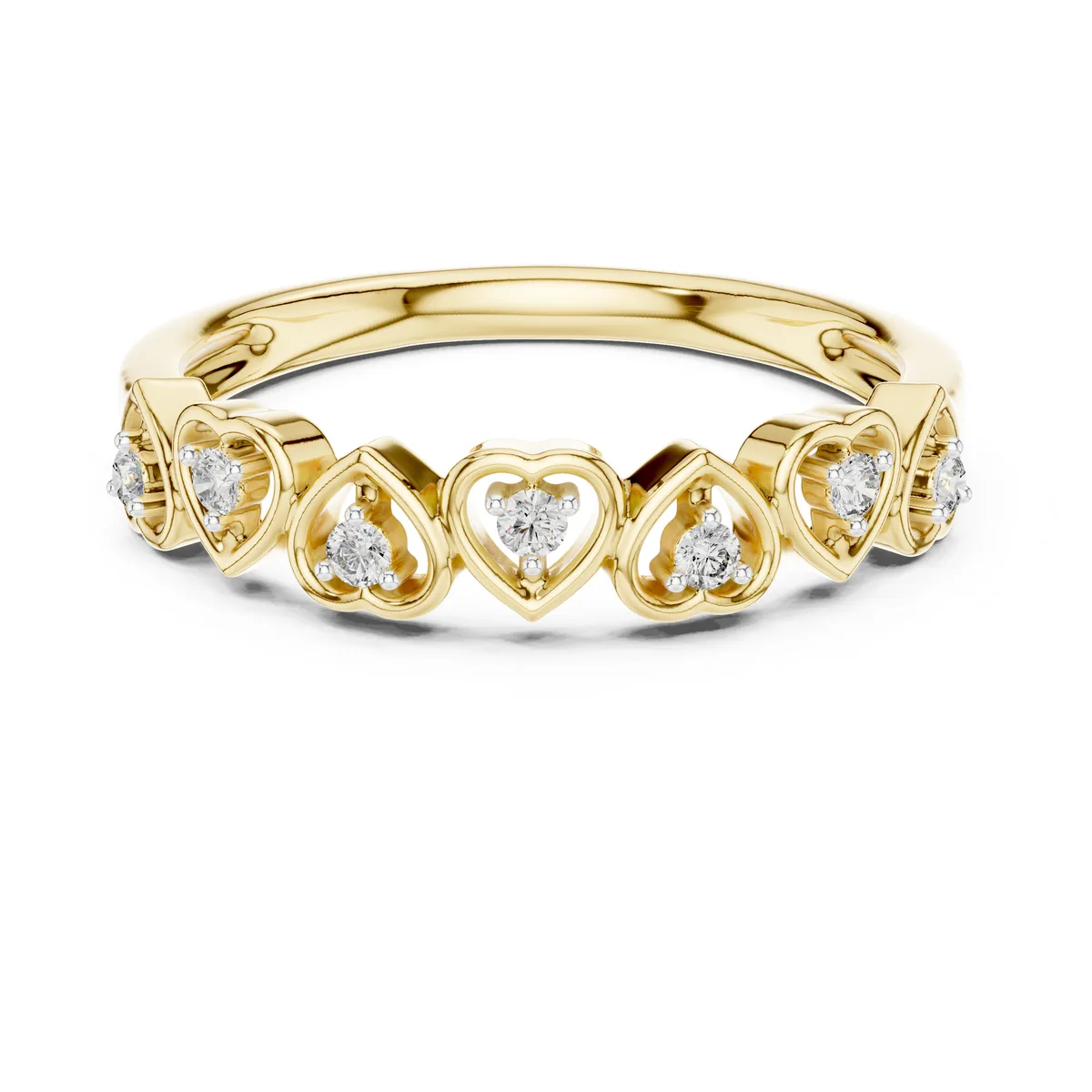 0.10 Ct Lab Grown Diamond Bezel Station Band in yellow gold