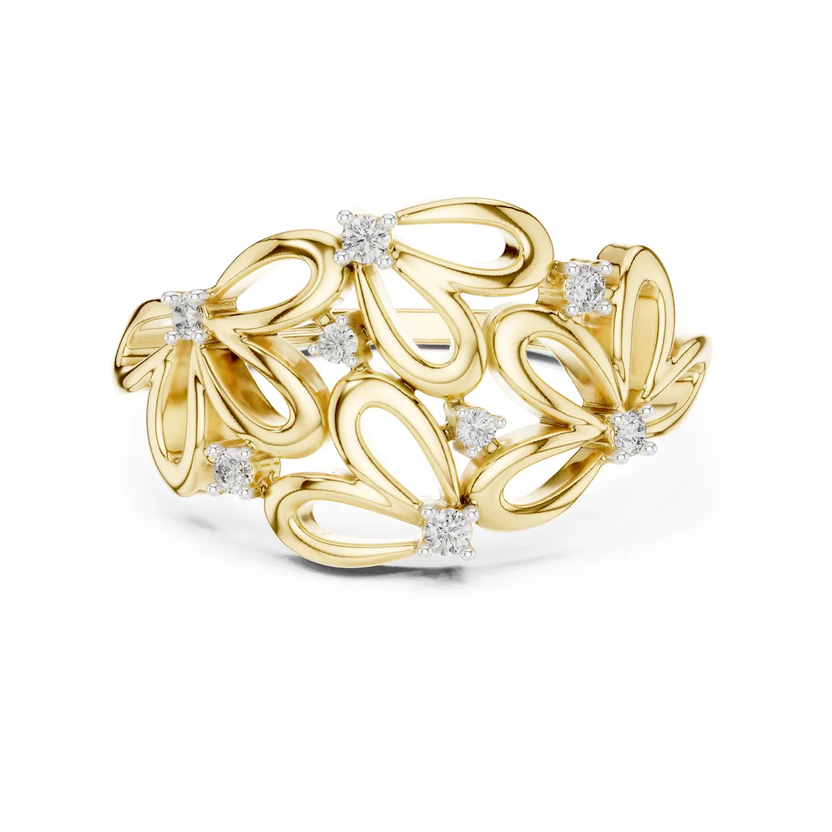 Floral Statement Lab Grown Diamond Ring in yellow gold