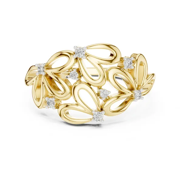 Floral Statement Lab Grown Diamond Ring in yellow gold