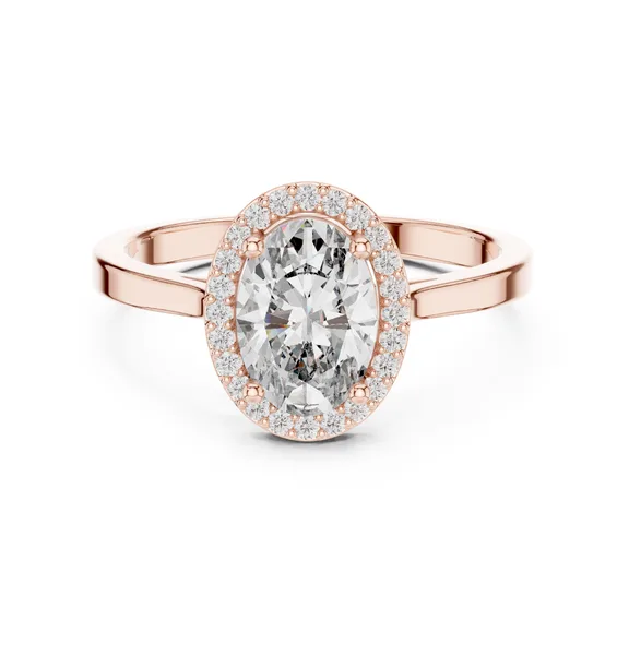 1.16 Ct Oval Lab Grown Diamond Halo Engagement Ring in rose gold