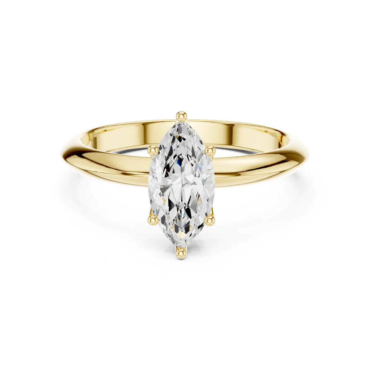 1 Ct Marquise Lab Grown Diamond Solitaire Engagement Ring in yellow gold