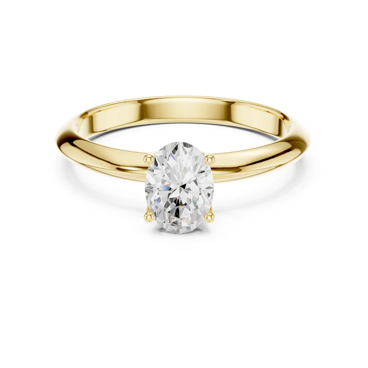 1 Ct Oval Lab Grown Diamond Solitaire Engagement Ring in yellow gold