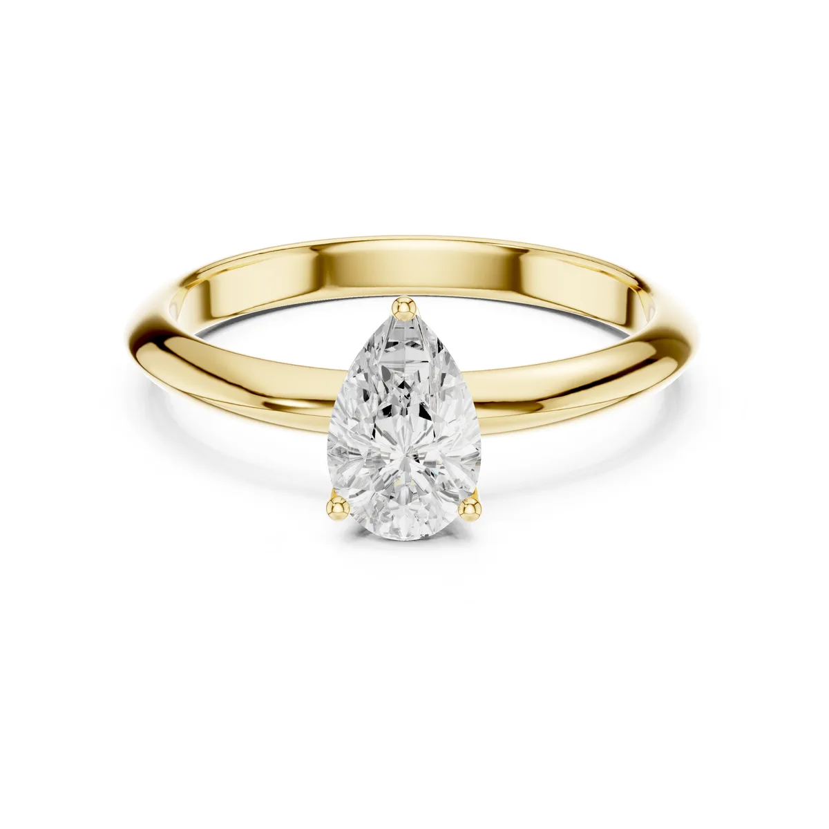 1 Ct Pear Lab Grown Diamond Solitaire Engagement Ring in yellow gold