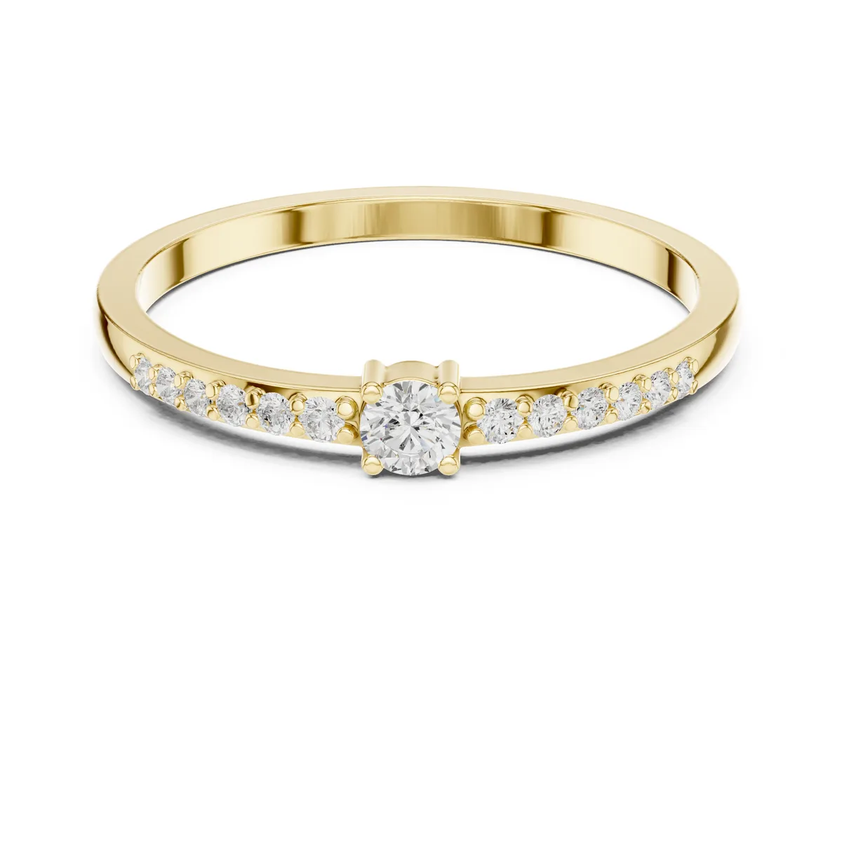 Minimalist Scattered Lab Grown Diamond Ring in yellow gold