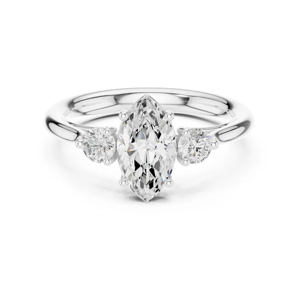 1.22 Ct Marquise Lab Grown Diamond Three Stone Engagement Ring in white gold
