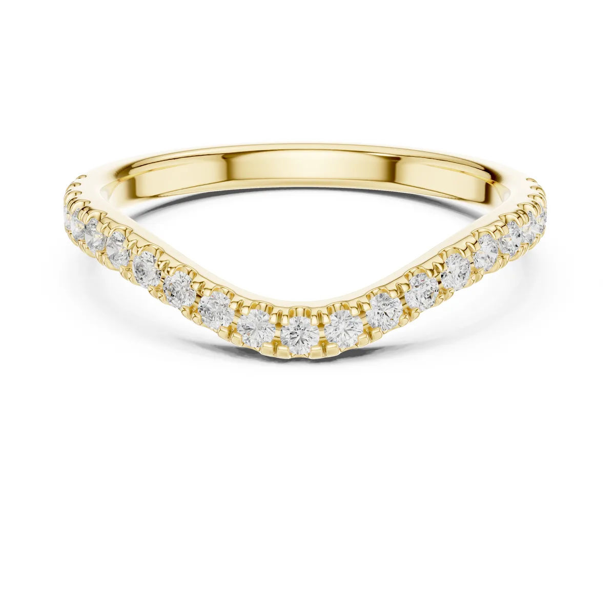 0.34 Ct Lab Grown Diamond Curved Contour Band in yellow gold