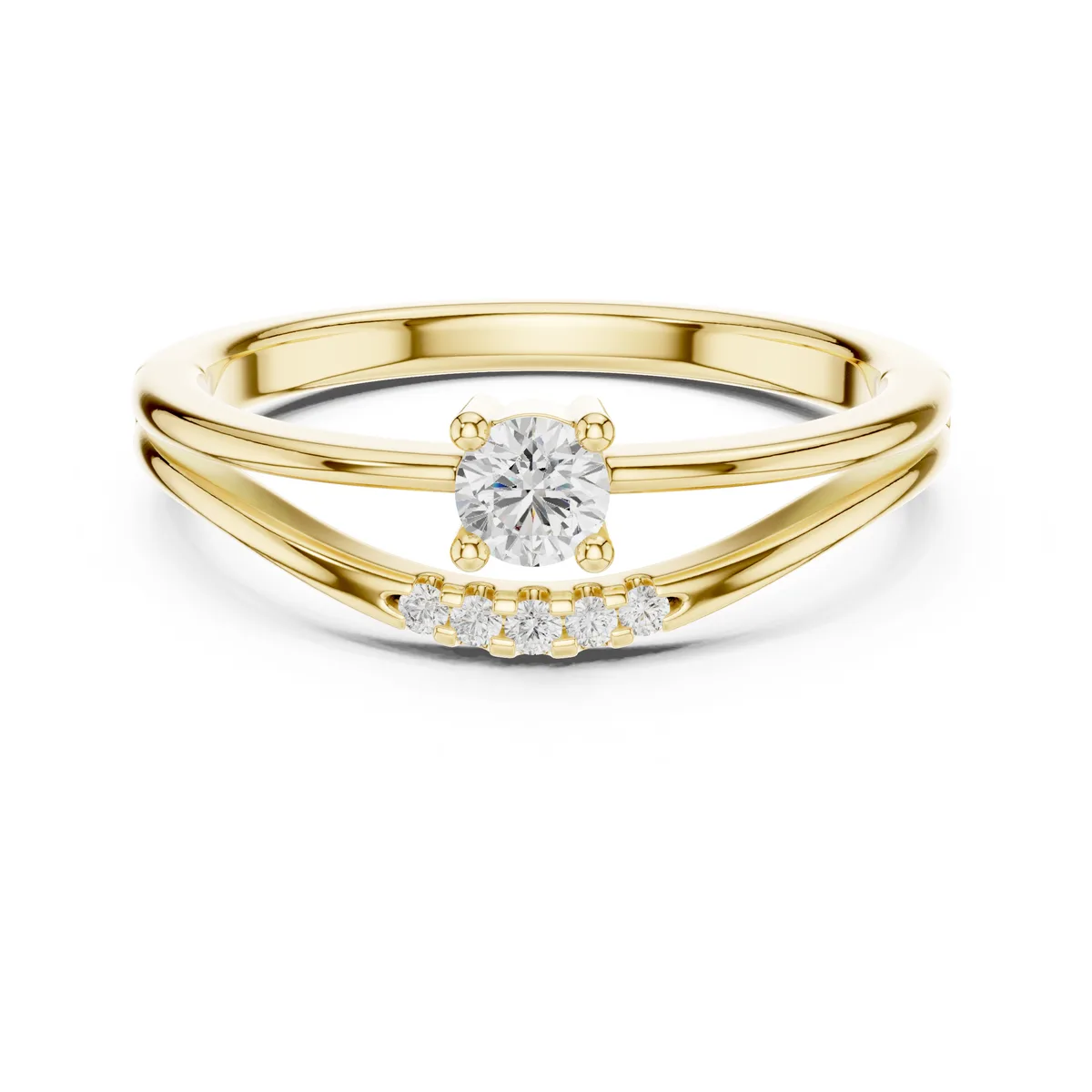 Bypass Lab Grown Diamond Ring in yellow gold