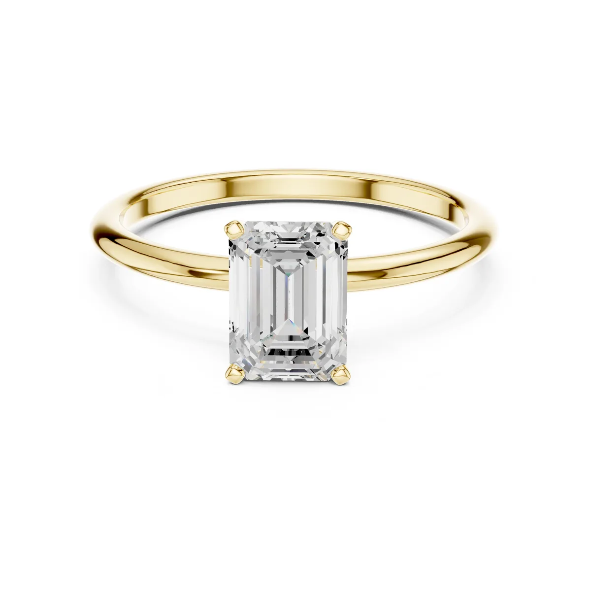 1 Ct Emerald Lab Grown Diamond Solitaire Engagement Ring in yellow gold