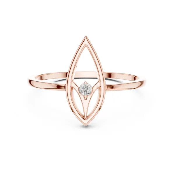 Marquise Outline Leaf Lab Grown Diamond Ring in rose gold