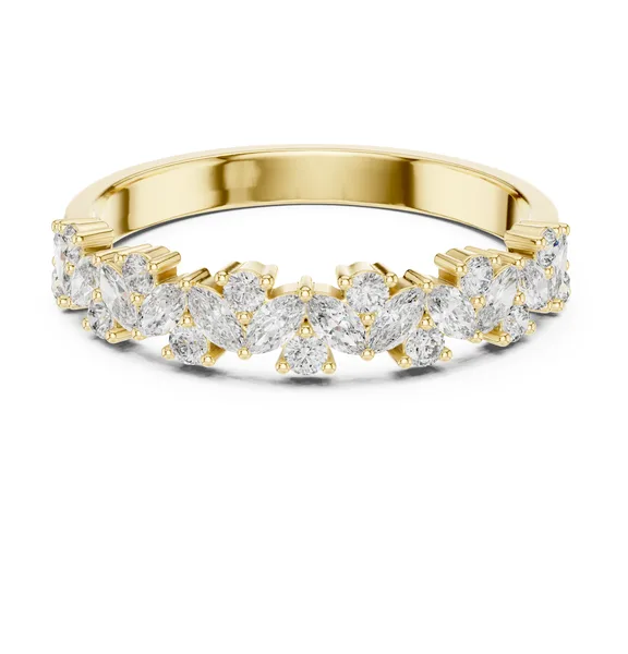 0.44 Ct Lab Grown Diamond Cluster Half Eternity Band in yellow gold