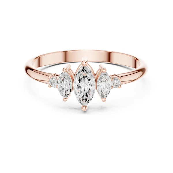 Pear Marquise Cluster Bypass Lab Grown Diamond Ring in rose gold
