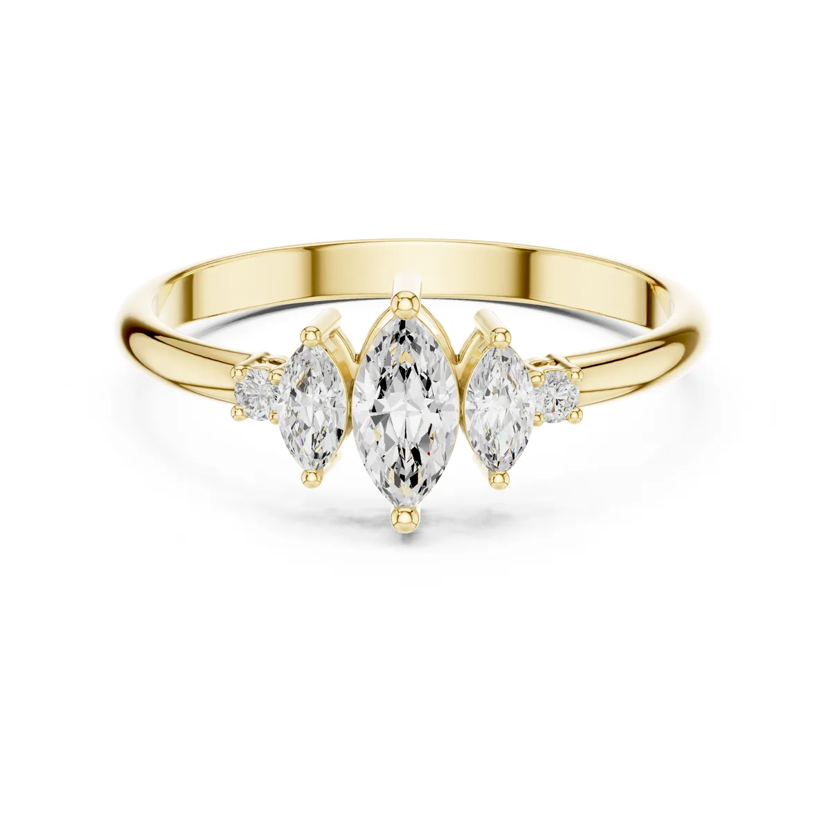 Pear Marquise Cluster Bypass Lab Grown Diamond Ring in yellow gold