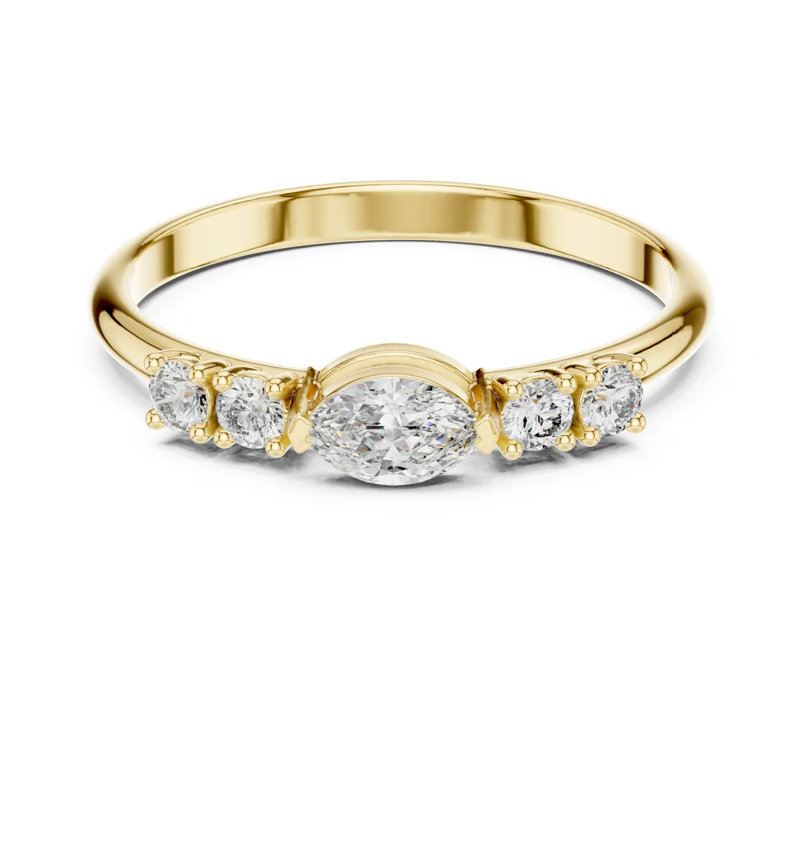 Five Stone Cluster Lab Grown Diamond Ring in yellow gold