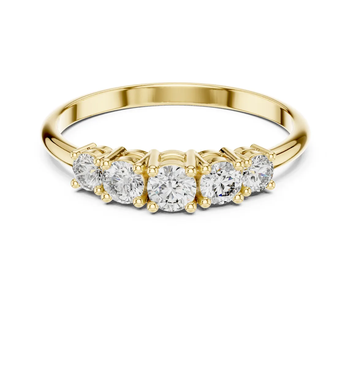 Five Stone Cluster Lab Grown Diamond Ring in yellow gold
