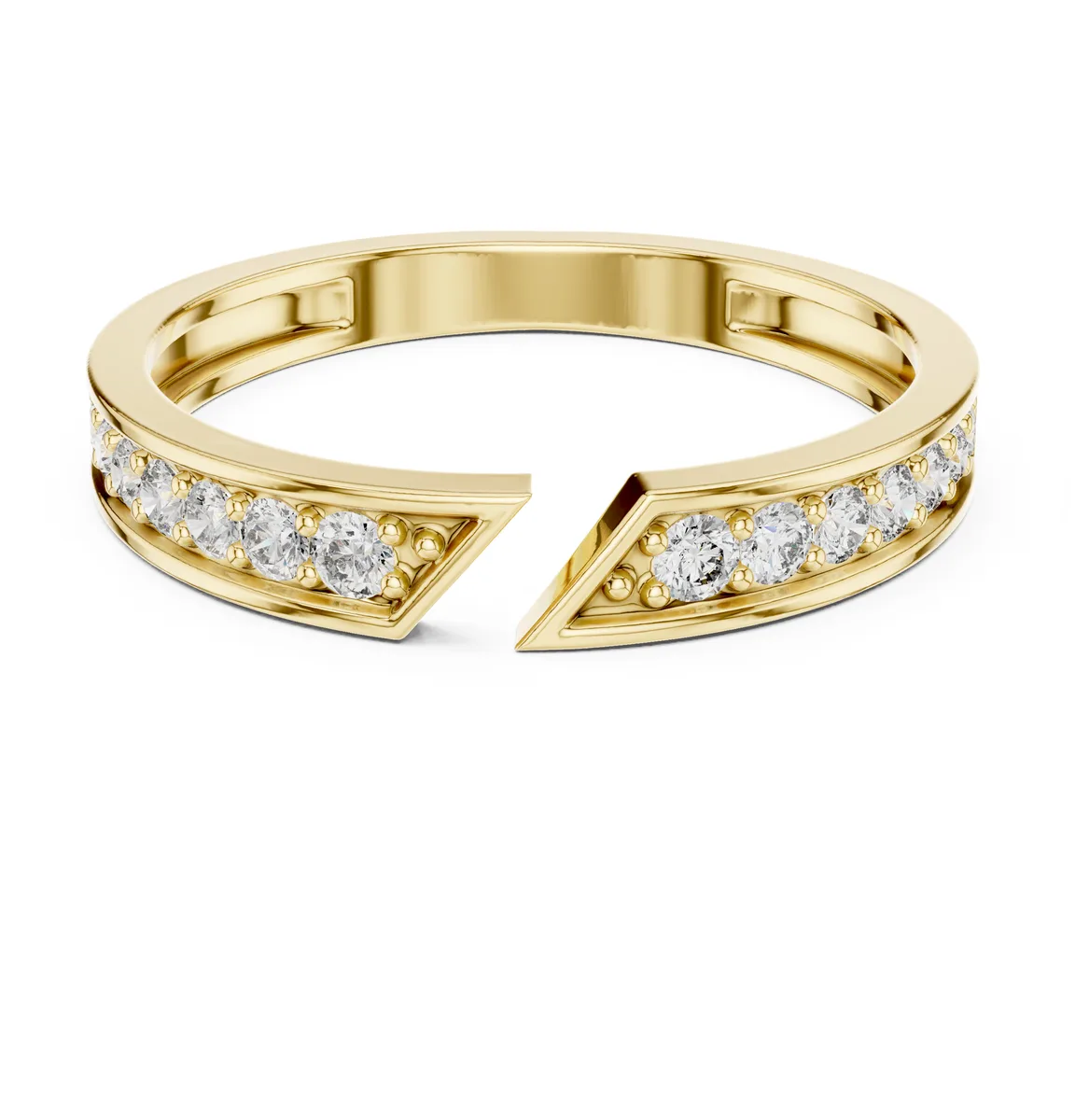 Channel Open Cuff Lab Grown Diamond Ring in yellow gold