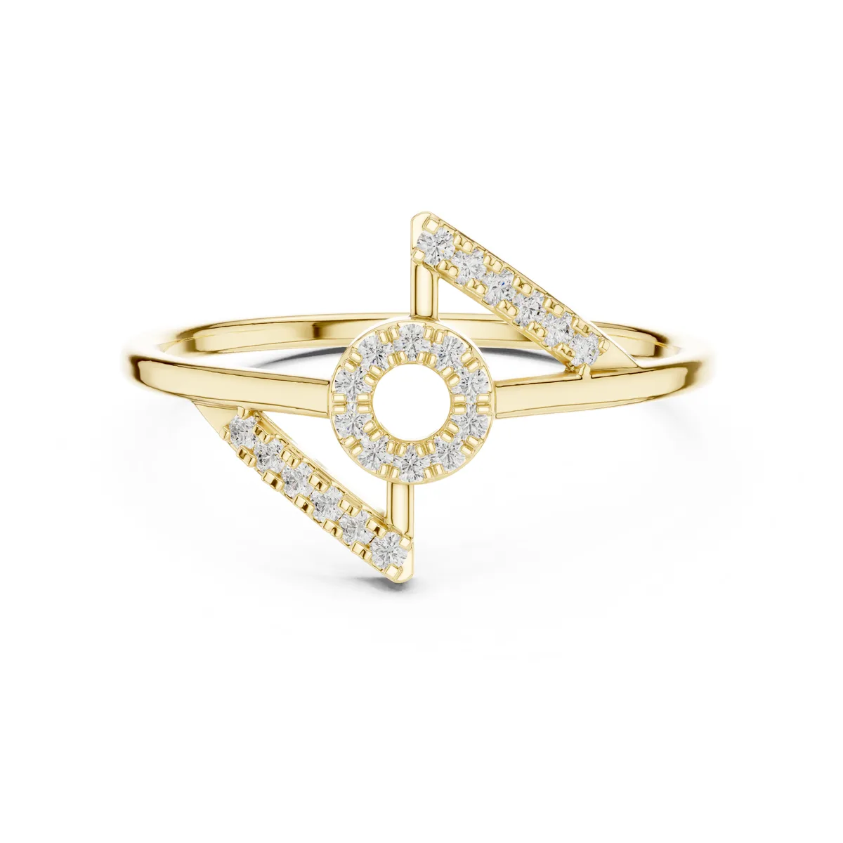Bypass V Lab Grown Diamond Ring in yellow gold