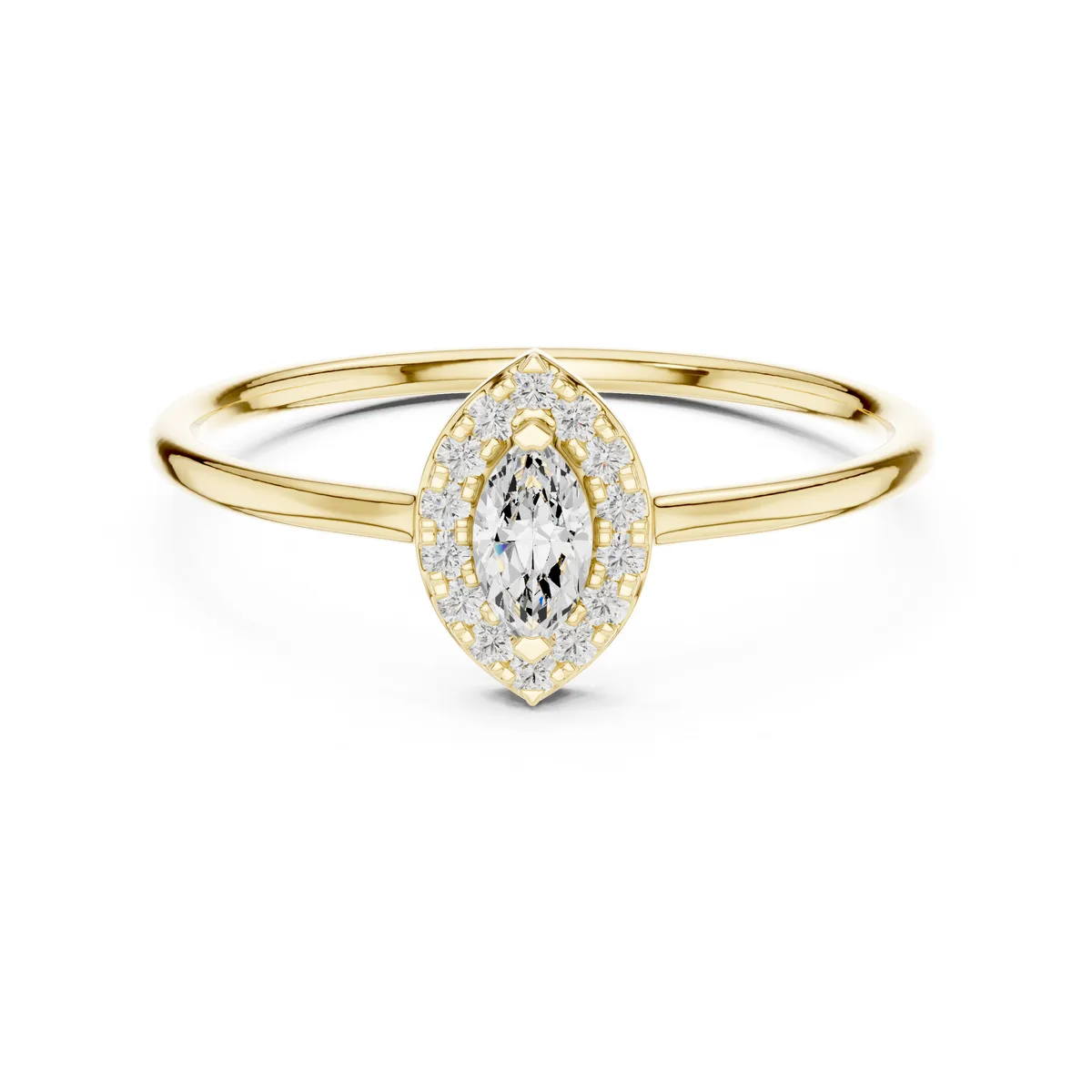 Pear Halo Lab Grown Diamond Ring in yellow gold