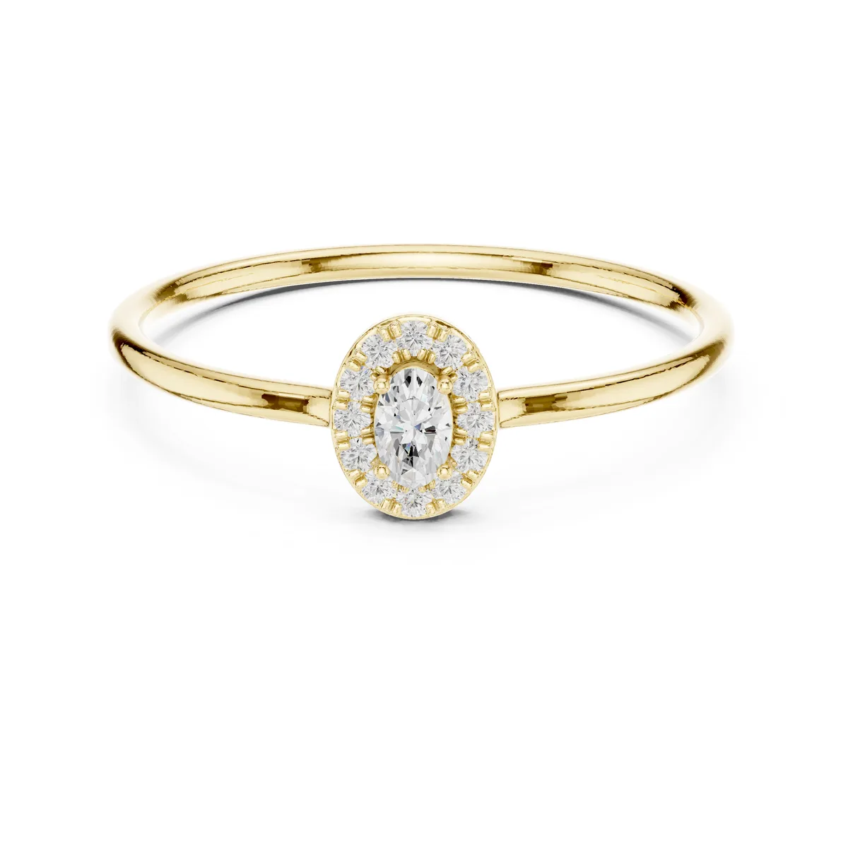 Oval Halo Lab Grown Diamond Ring in yellow gold