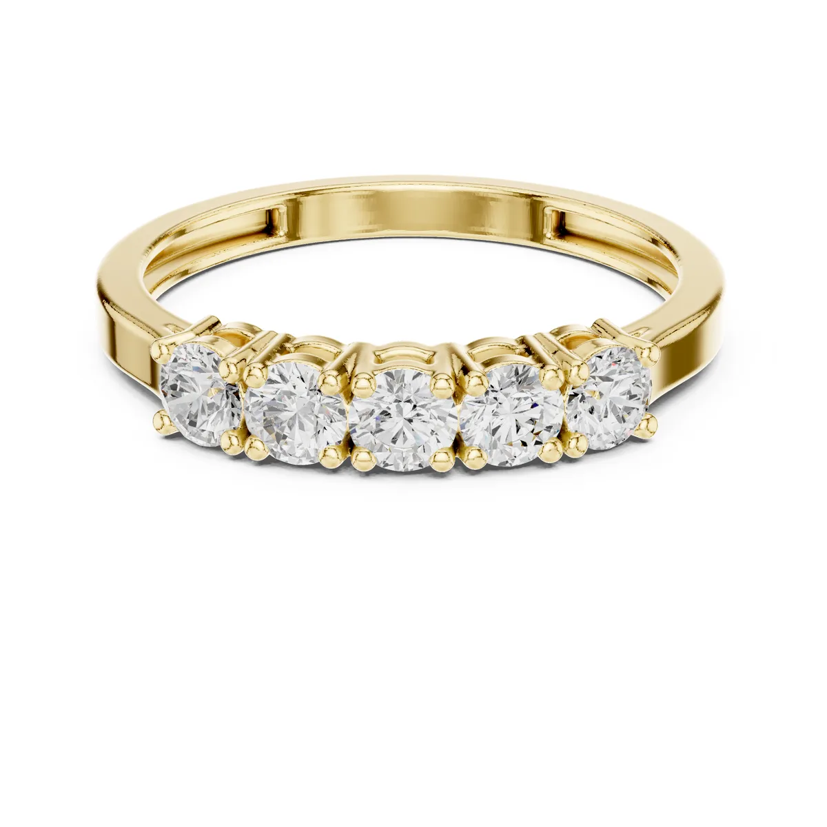 0.55 Ct Lab Grown Diamond Five Stone Half Band in yellow gold
