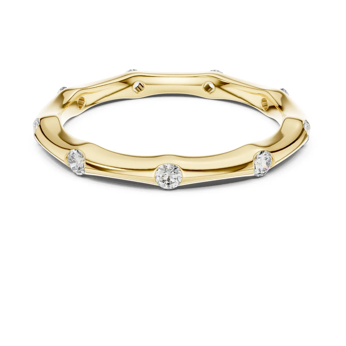 0.32 Ct Lab Grown Diamond Scattered Station Band in yellow gold