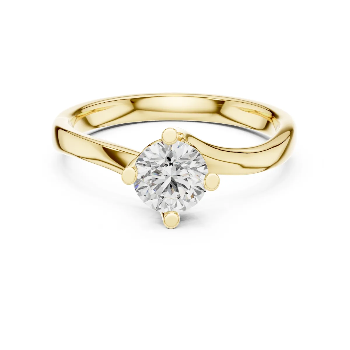 0.50 Ct Round Lab Grown Diamond Solitaire Engagement Ring in yellow gold