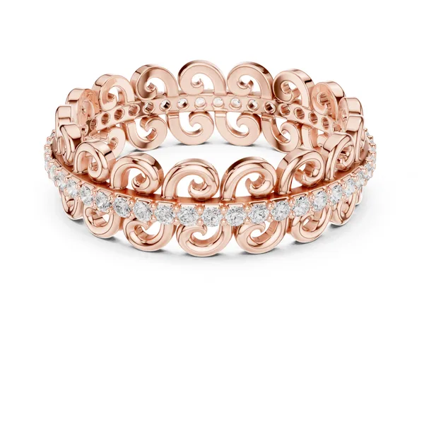 0.28 Ct Lab Grown Diamond Vintage Filigree Eternity Band in rose gold