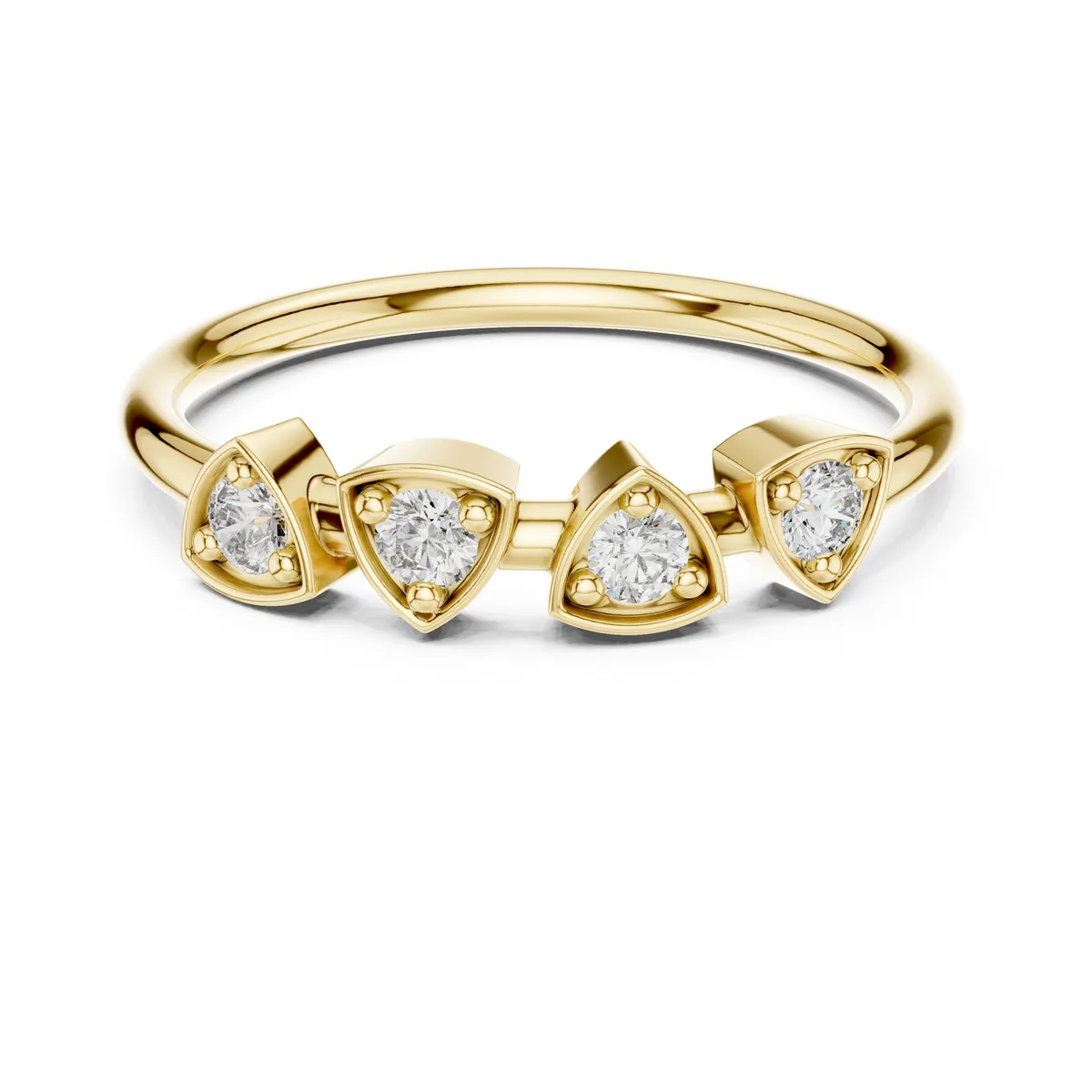 Spaced Three Stone Lab Grown Diamond Ring in yellow gold