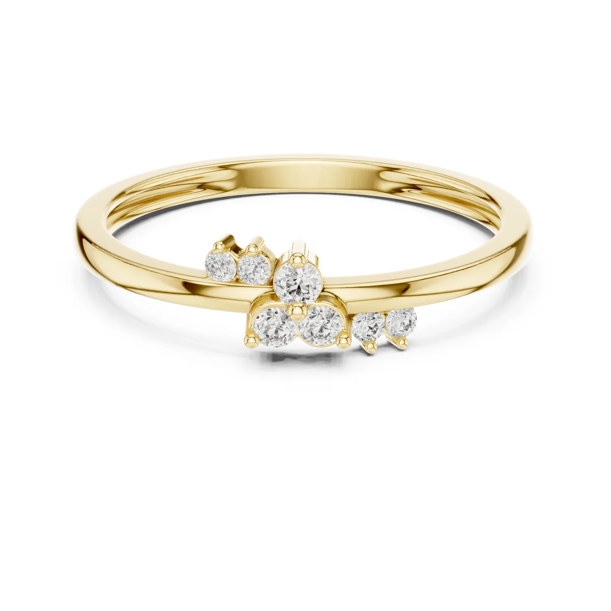 Crown Cluster Lab Grown Diamond Ring in yellow gold