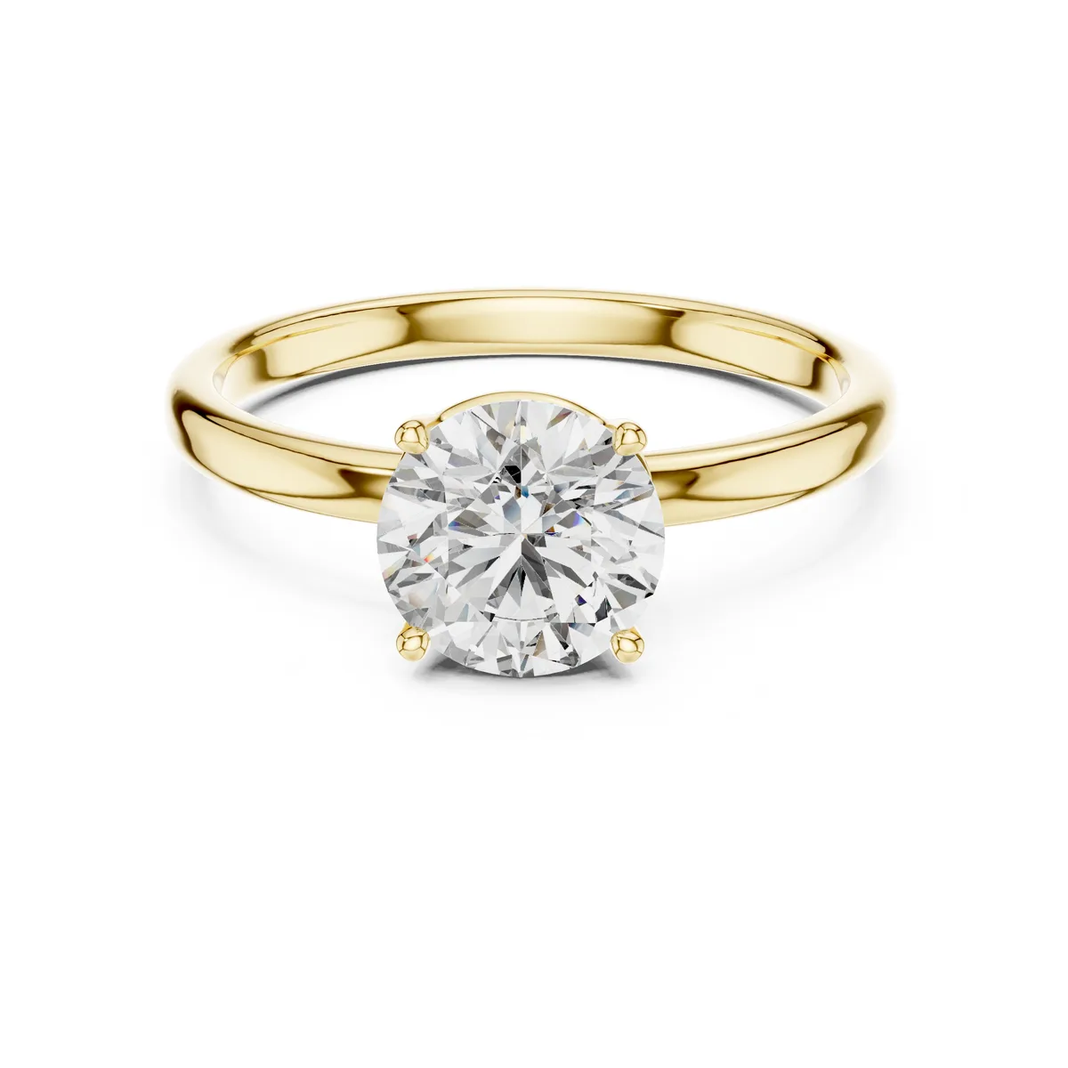 1 Ct Round Lab Grown Diamond Solitaire Engagement Ring in yellow gold
