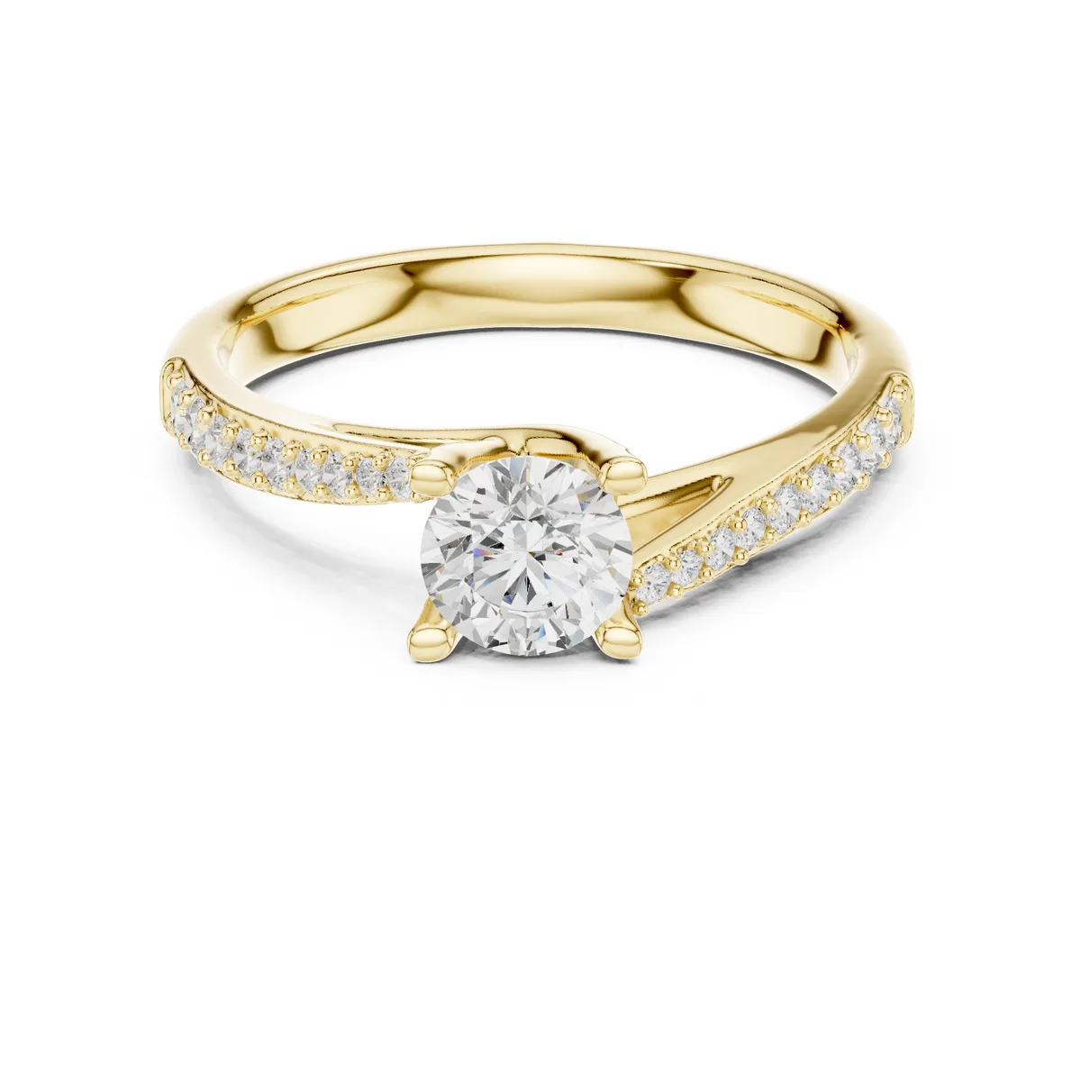 0.82 Ct Round Lab Grown Diamond Solitaire Engagement Ring in yellow gold