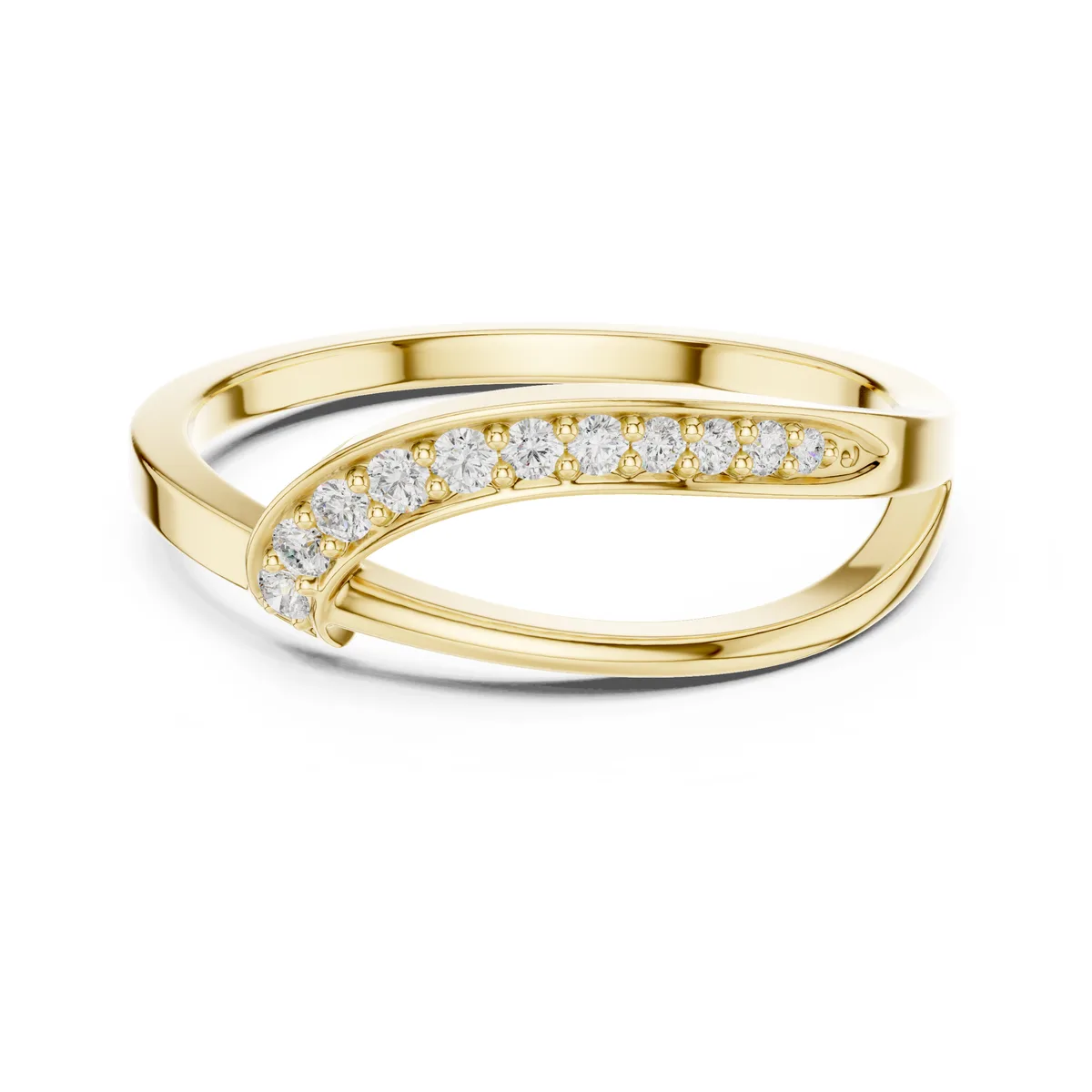 Split Crossover Lab Grown Diamond Ring in yellow gold