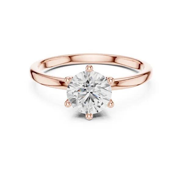 1 Ct Round Lab Grown Diamond Solitaire Engagement Ring in rose gold