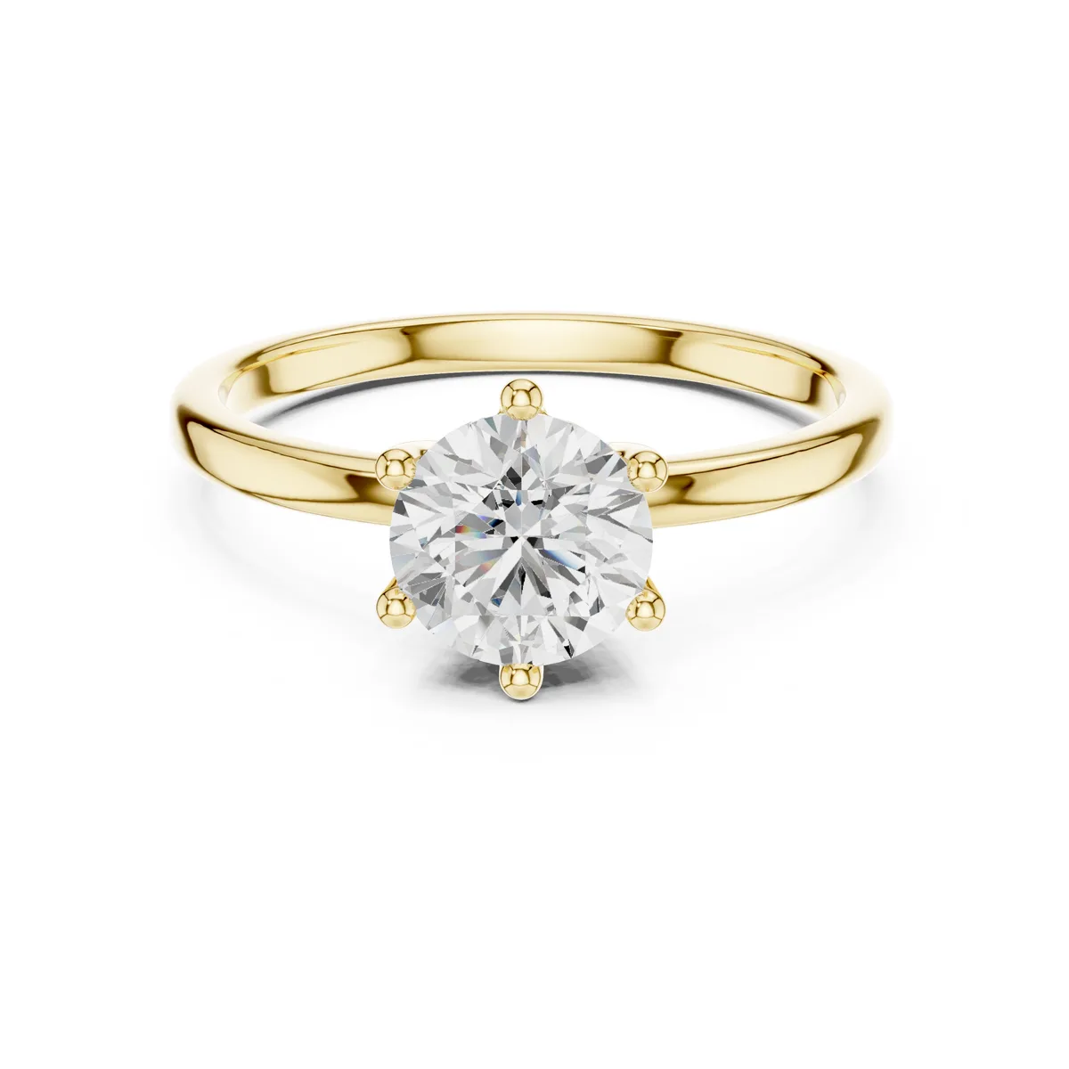 1 Ct Round Lab Grown Diamond Solitaire Engagement Ring in yellow gold