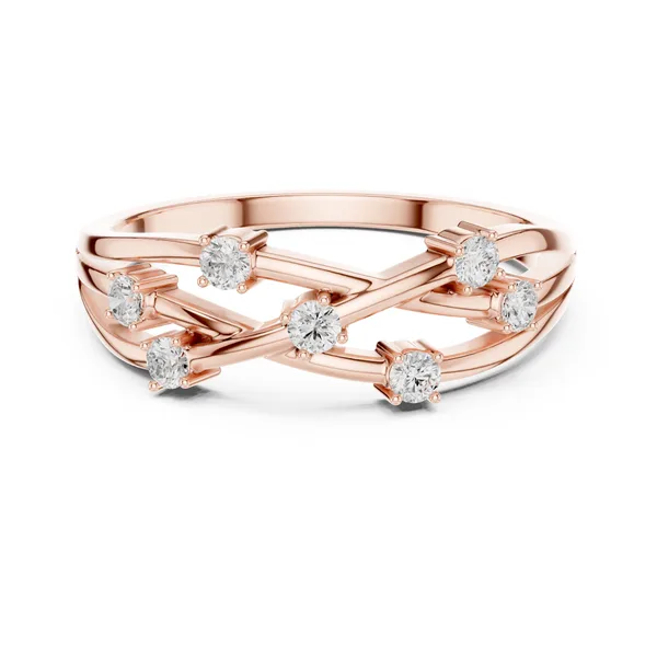 Multi Band Crossover Lab Grown Diamond Ring in rose gold