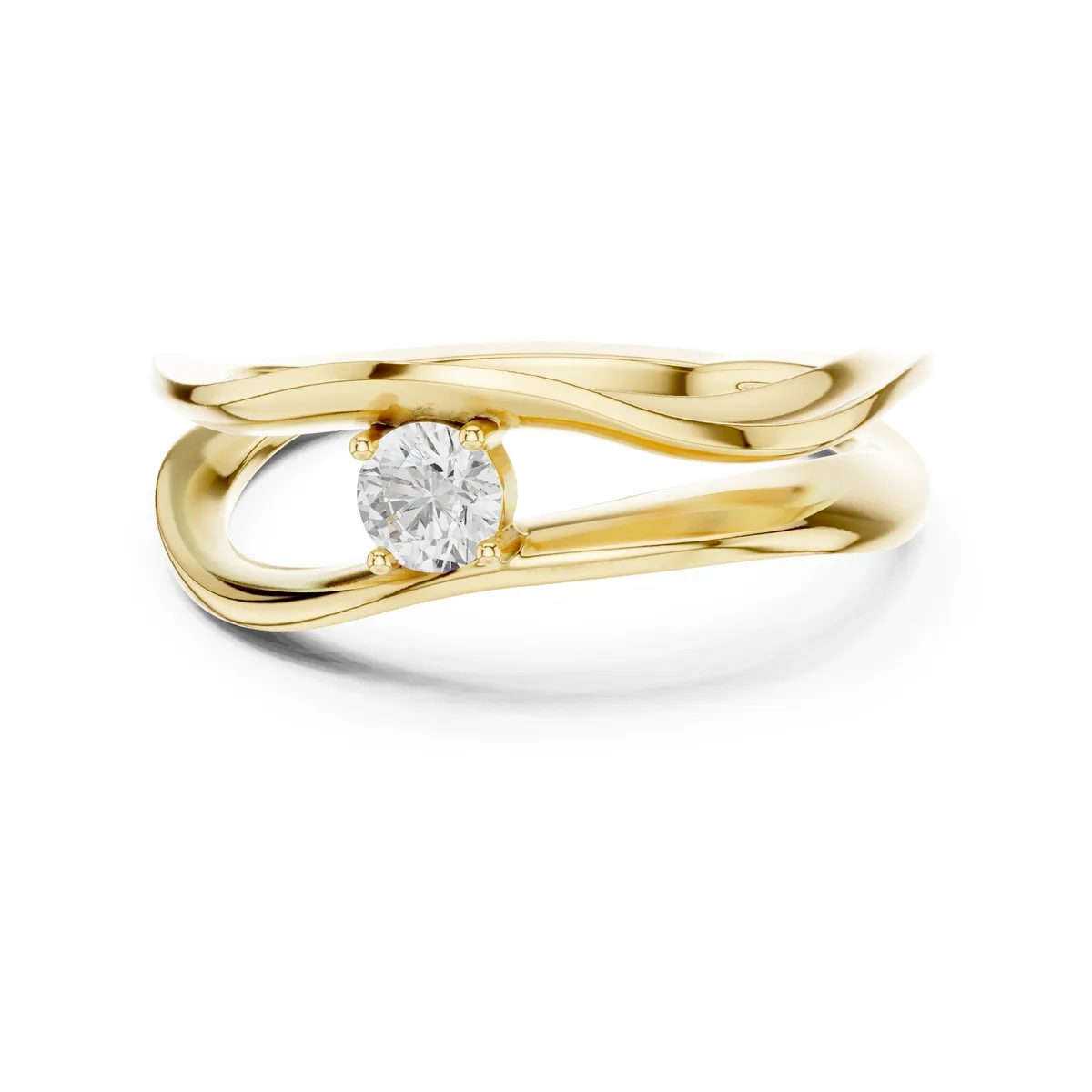 Split Wave Lab Grown Diamond Ring in yellow gold